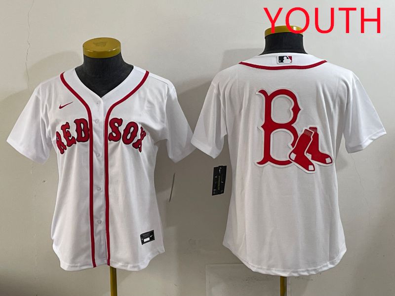 Youth 2025 Boston Red Sox Blank White Game Nike MLB Jersey style 5